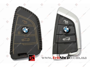 Чехол для ключей BMW кожаный (T2, BGT-LKH-BMW-F15-B)