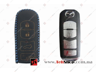 Чехол для ключей Mazda кожаный (T2, BGT-LKH-Mz-Y904-BLU)