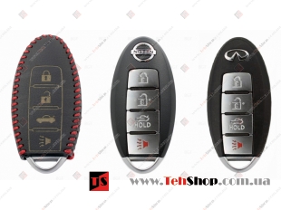 Чехол для ключей Nissan кожаный (T2, BGT-LKH-Ns-Y801-R)
