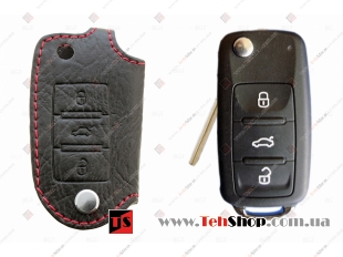 Чехол для ключей Volkswagen кожаный (T1, BGT-LKH506-VW3)