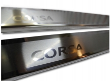 Накладки на пороги Opel Corsa D /2006-2014, 3D/. Накладки порогов Опель Корса [NataNiko]
