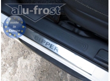 Накладки на пороги Peugeot Bipper /2008+/. Накладки порогов Пежо Биппер [Alu-Frost]