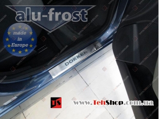 Накладки на пороги Renault Dokker /2012+/. Накладки порогов Рено Доккер [Alu-Frost]
