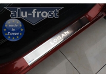 Накладки на пороги Renault Logan II /2013+/. Накладки порогов Рено Логан [Alu-Frost]