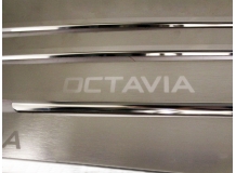 Накладки на пороги Skoda Octavia A7 /2013+/. Накладки порогов Шкода Октавия А7 [NataNiko]